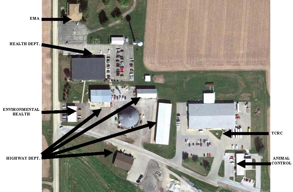 Aerial image of the health department complex